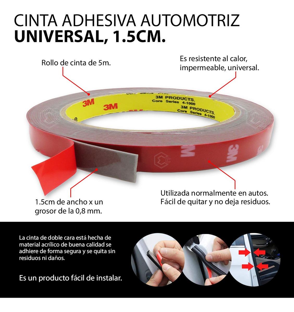 Rollo De Cinta Doble Cara Tipo 3m Pega Molduras 1.5cm X 5m