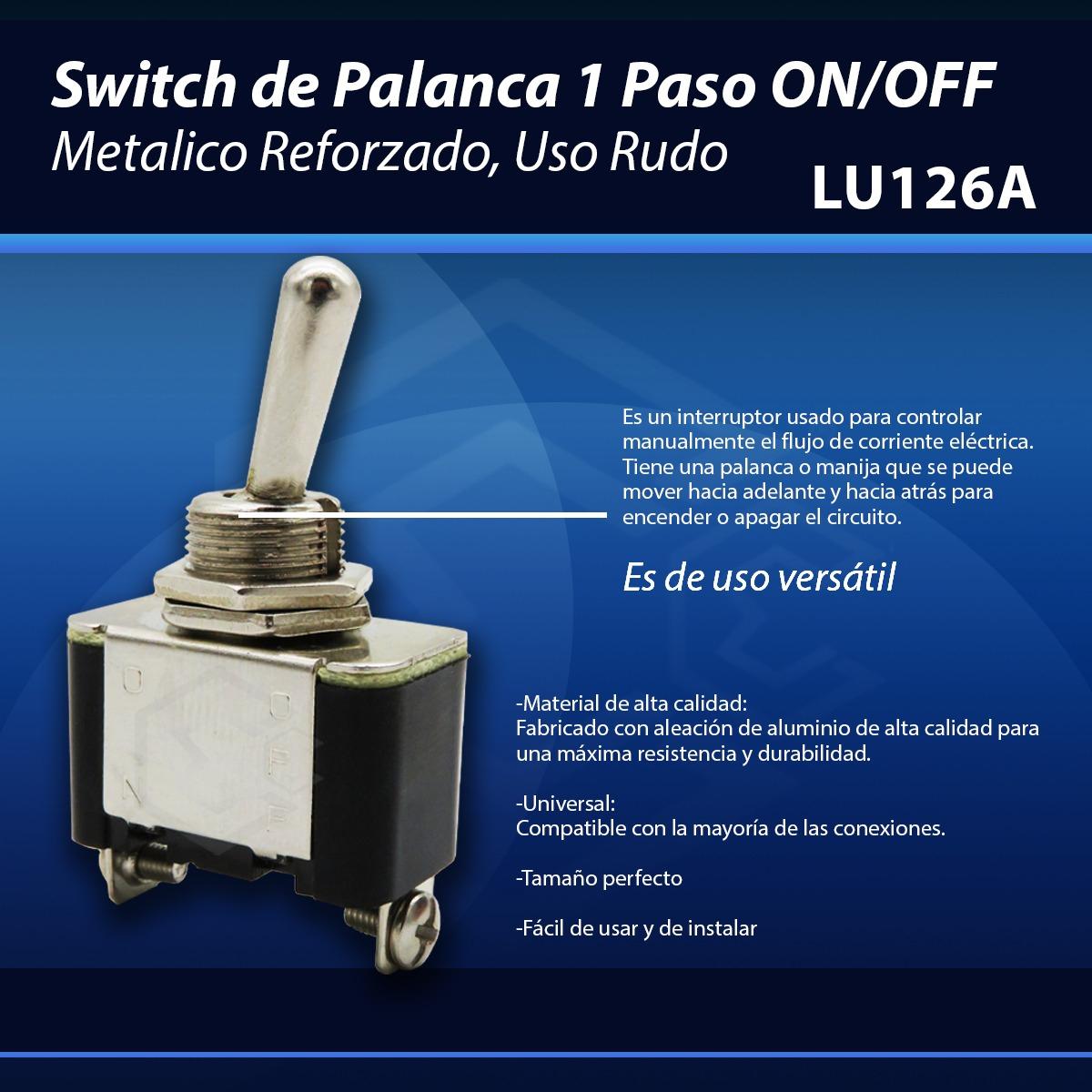Switch De Palanca 1 Paso On/off Metalico Reforzado Uso Rudo