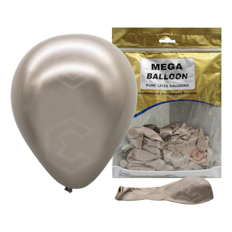 Bolsa 100 Globos Cafe Metalizado #5 Adorno Fiesta Boda Latex Café