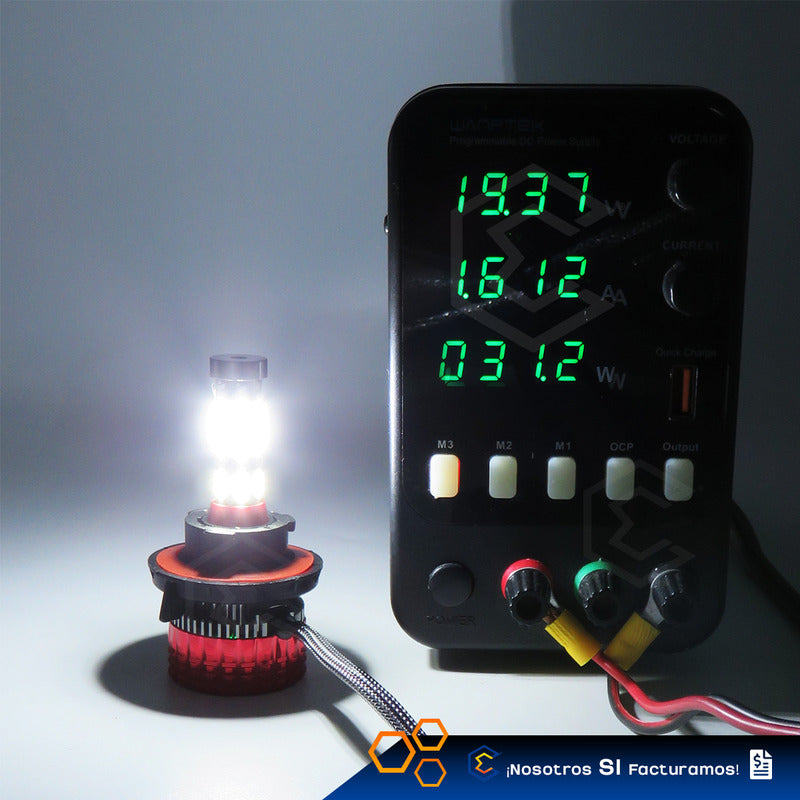 2 Focos Led H13 Ventilador Alta Y Baja Aro Luz 15000lm 12-24 H13