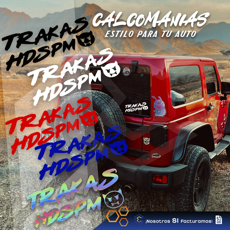 2 Calcomanía Trakas Hdspm Sticker Vinil Auto Moto 20cm X 9cm