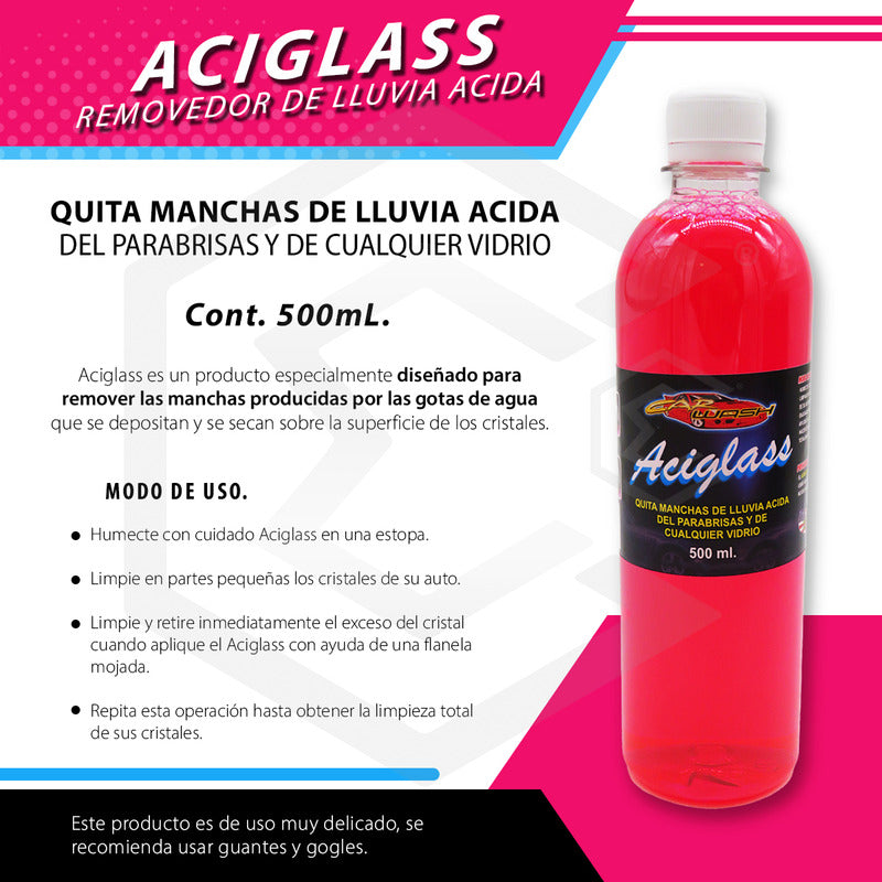 3 Limpiador Quita Manchas Lluvia Ácida Cristal Vidrios 500ml Agua