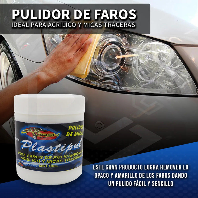 5 Pulidor De Faros Micas Calaveras Plastipul En Crema 150ml Agua