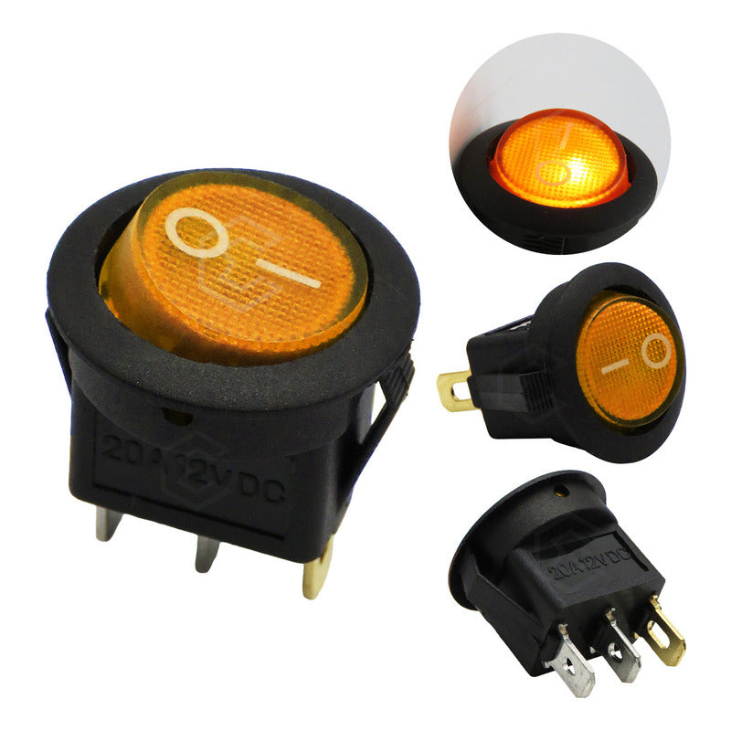Switch Interruptor De Tecla Redondo 1 Paso Con Luz 10 Piezas