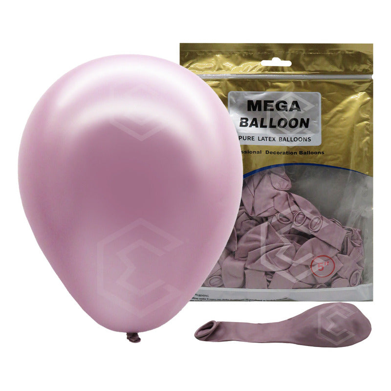Bolsa 100 Globos Rosa Lila Metalico #5 Fiestas Bodas Latex Rosa