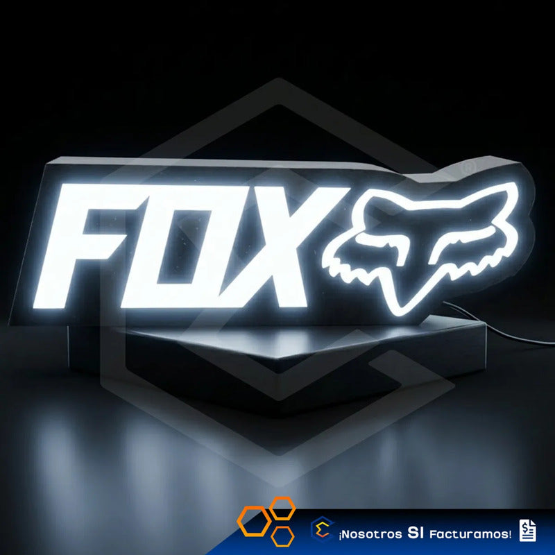 Lampara Led Letrero Fox Escritorio Decoración 28cm 3d Petg Negro