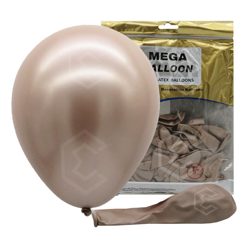 Bolsa 100 Globos Café Arena Metalico #5 Fiestas Bodas Latex Café