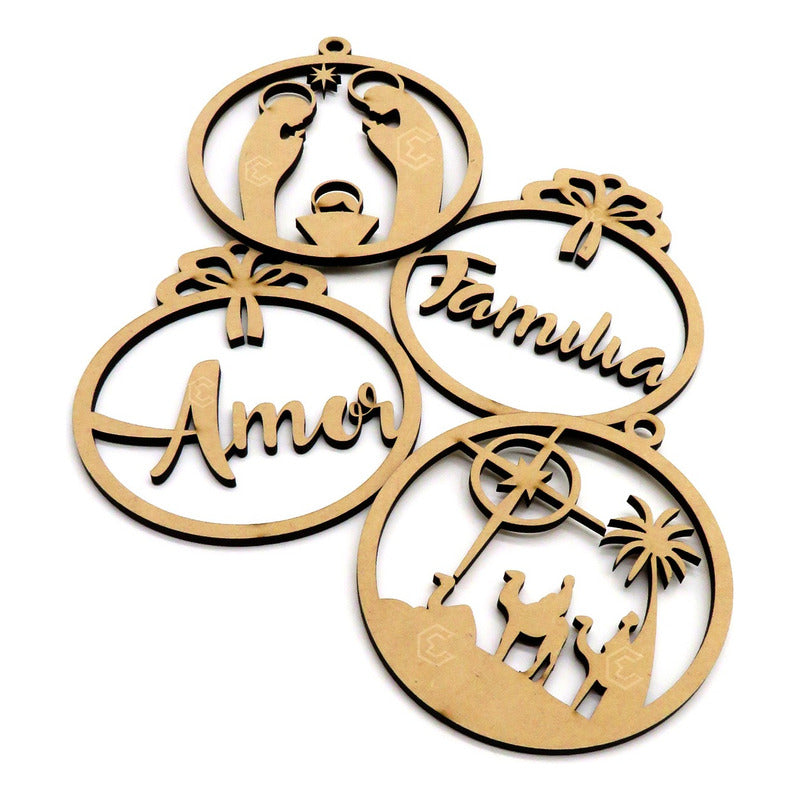 Esferas Navideñas Para Arbol Navidad 10 Piezas Mdf Mdf
