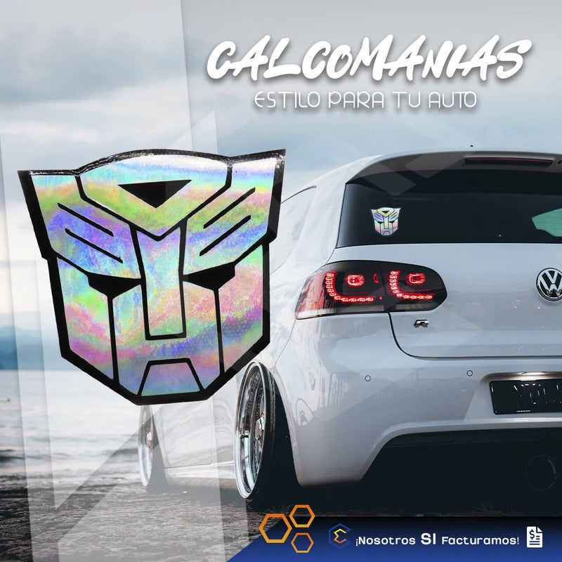 Calcomanía Transformers Optimus Tornasol Sticker Vinil 9cm