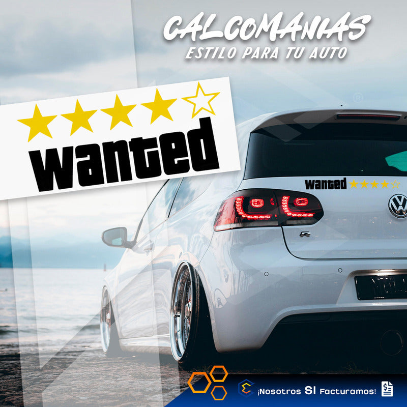 Calcomanía Wanted Gta Estrella Sticker Vinil Moto 20cm X10cm
