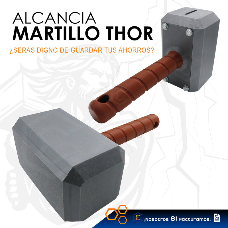 Alcancía Martillo Batalla Thor Avengers Marvel 36cm 3d Petg Martillo