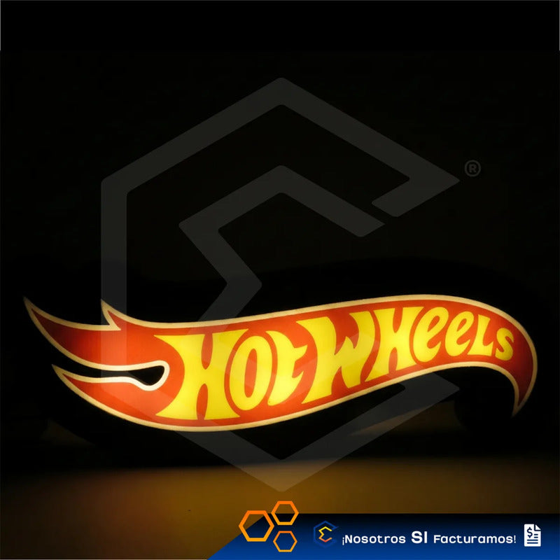Lampara Led Hot Wheels Escritorio Decoración 30cm 3d Petg Negro