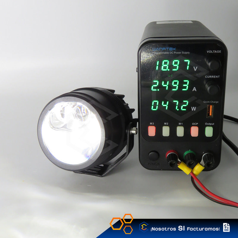 Par De Faros 8 Led Redondo Lupa Blanco Flood Alta Baja 9-30v