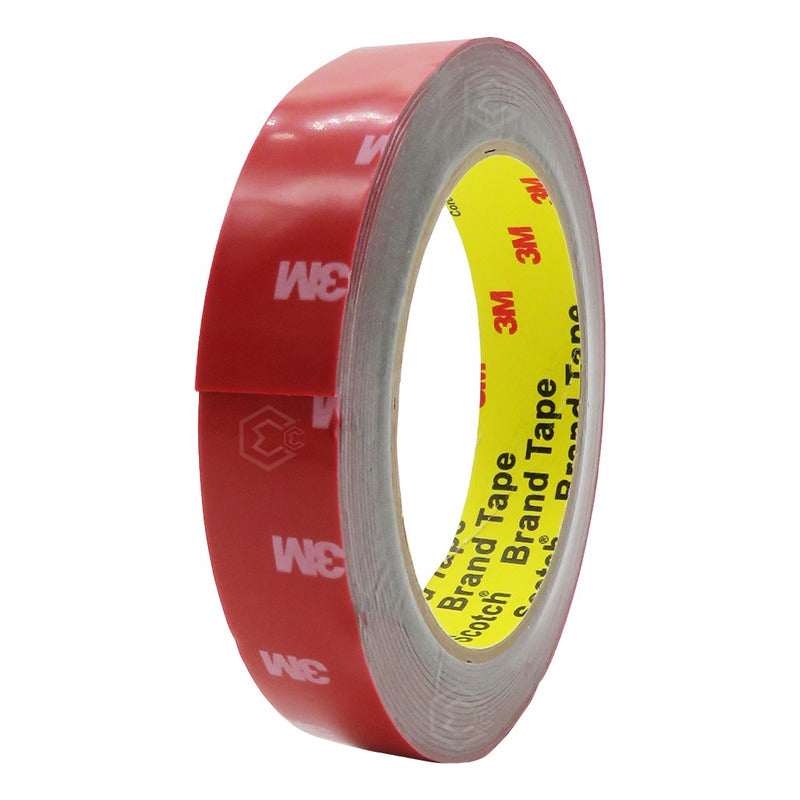 Rollo De Cinta Doble Cara 3 M Pega Moldura 3/4'' X 32.5m Rojo Lisa