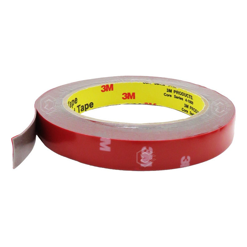 Rollo De Cinta Doble Cara Para Pegar Molduras 1.5cm X 5m Rojo Liso