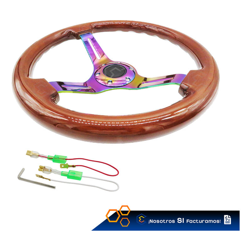 Volante De Madera Automotriz Universal Centro Tornasol 35cm