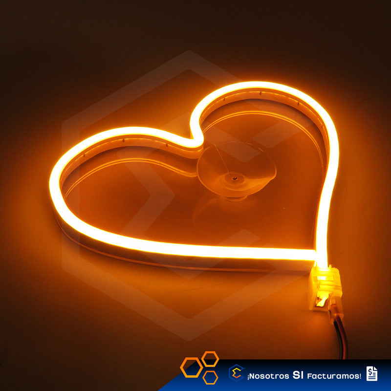 Figura Corazon Led Luz Neon Parabrisas Chupón Grande26cm 12v