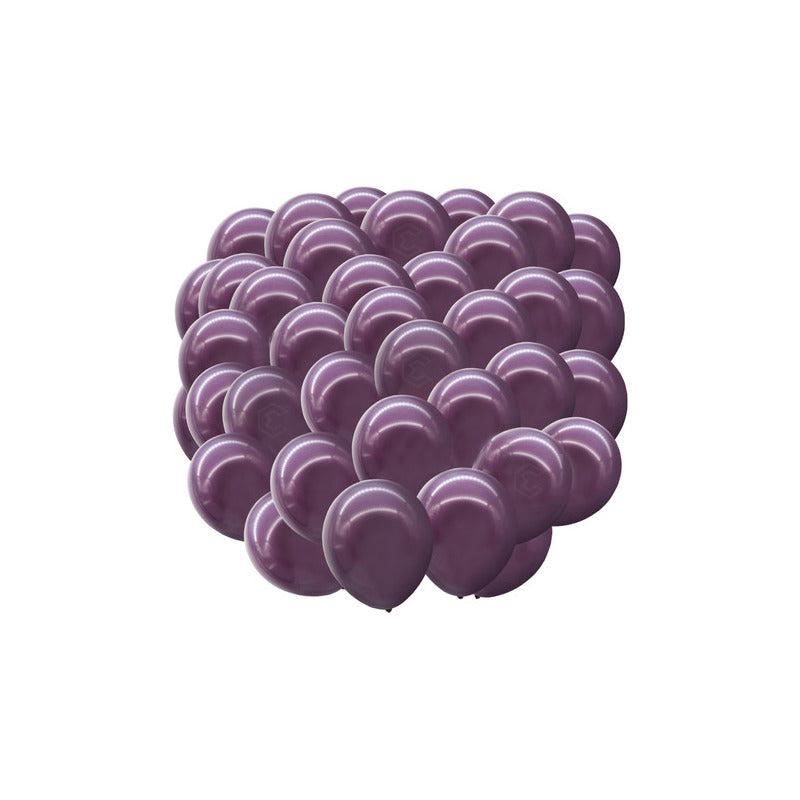 Bolsa 100 Globos Morado Uva Brilloso #10 Fiestas Bodas Latex