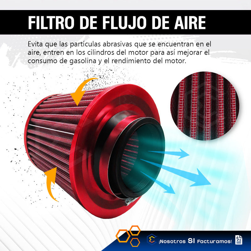 Filtro De Alto Flujo Universal Cromado Con Malla Abrazadera
