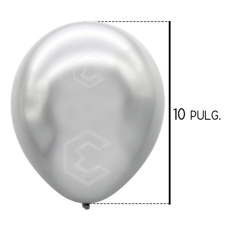 Bolsa 50 Globos Plata Metálico #10 Fiestas Y Bodas Latex