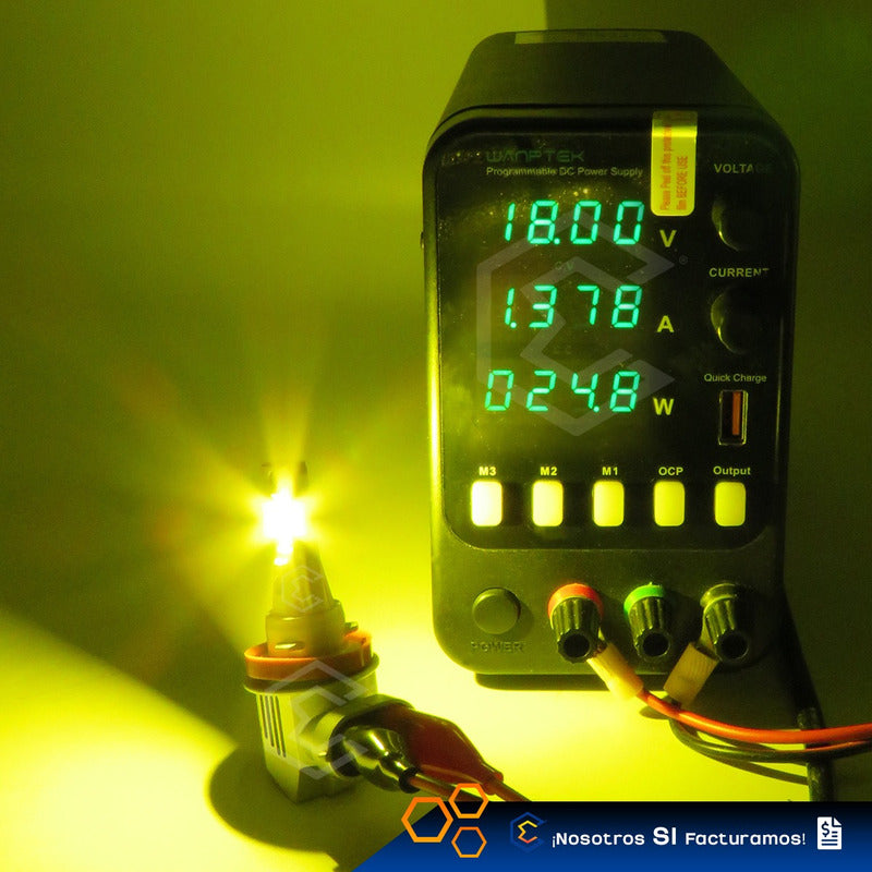 Kit Focos 12 Led Csp Ambar H11 Ventilador Alta O Baja 4200lm H11 Ambar