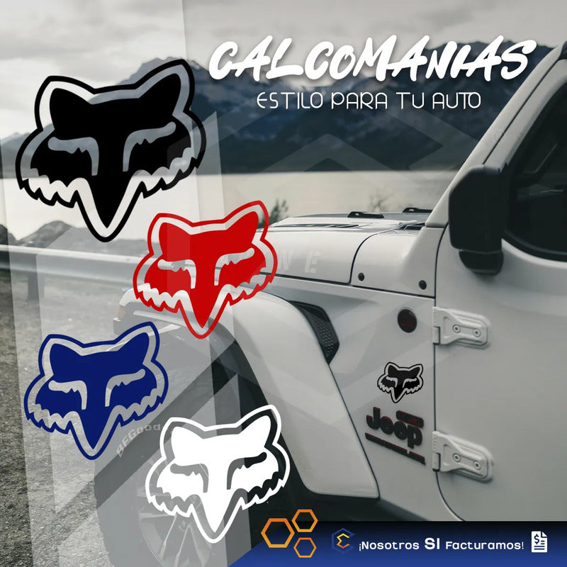 2 Calcomanía Fox Zorro Negro Sticker Vinil Auto Moto 8.4cm