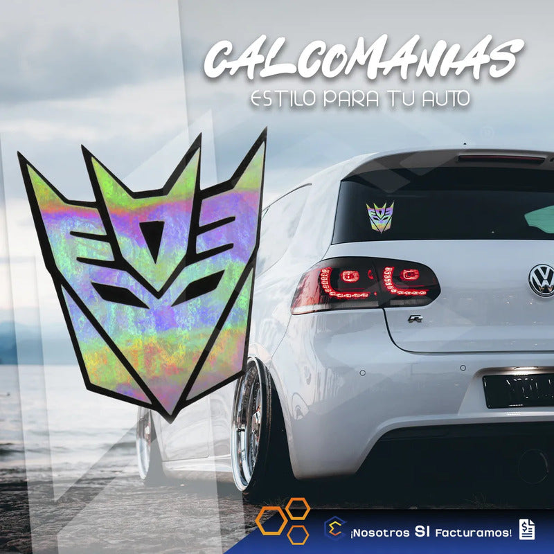 Calcomanía Transformer Decepticon Tornasol Sticker Vinil 7cm