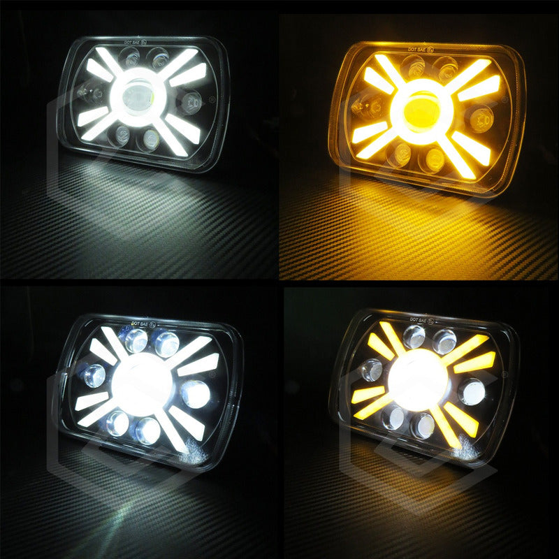Par De Faros Unidad 5x7 Rectangular Bicolor Led Cree 12-24v