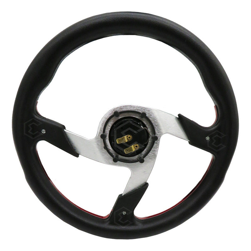 Volante Deportivo Universal De Metal Color Rojo Con Negro