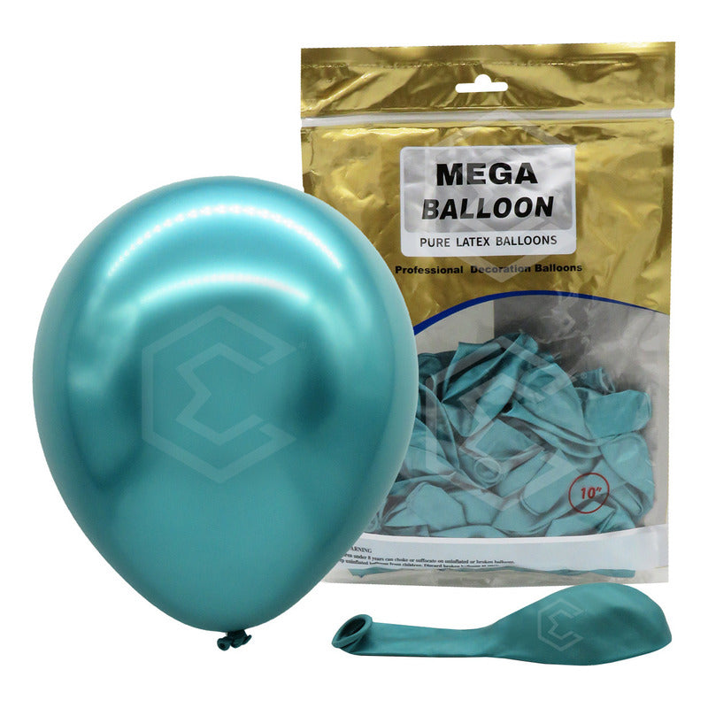 Bolsa 50 Globos Azul Metalico #10 Fiestas Y Bodas Latex