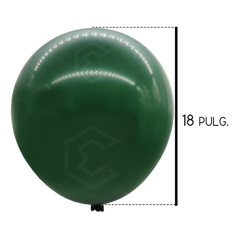 Bolsa 25 Globos Verde Oscuro Brillos #18 Fiestas Bodas Latex Verde Oscuro Brilloso