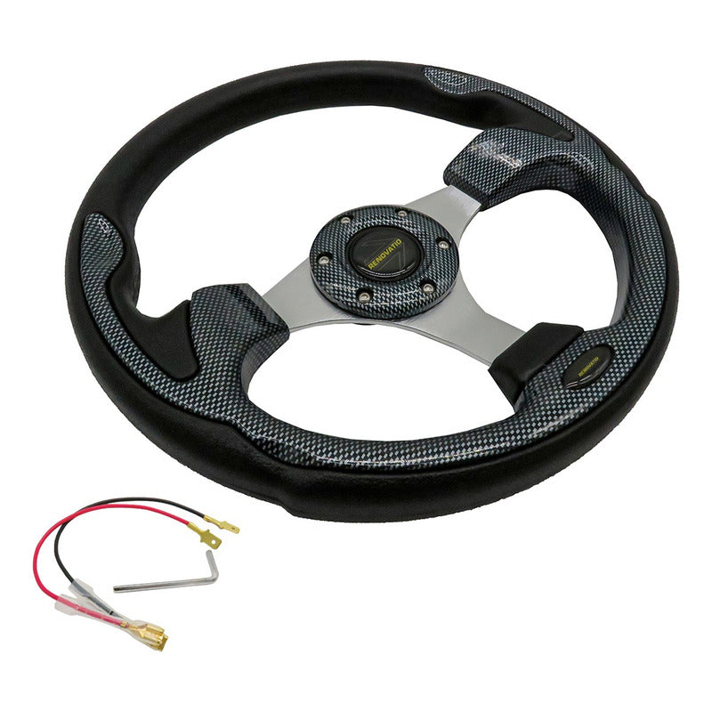 Volante Deportivo Universal De Metal Con Acabado Gloss 32cm