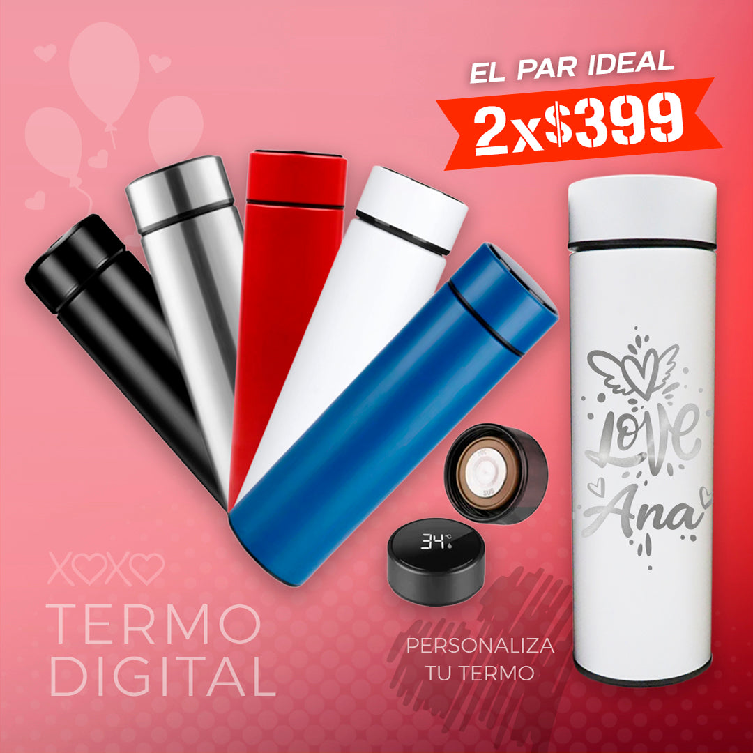 Kit San Valentin 2 TERMOS DIGITAL