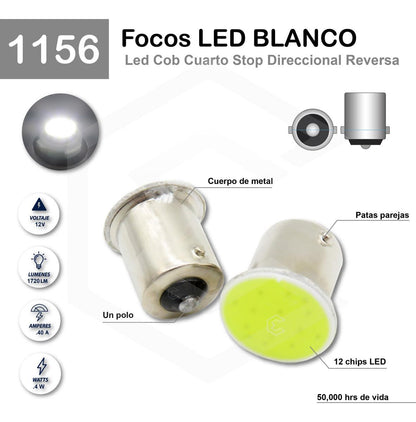 30 Focos 1156 1157 Led Cob Cuarto Stop Direccional Reversa