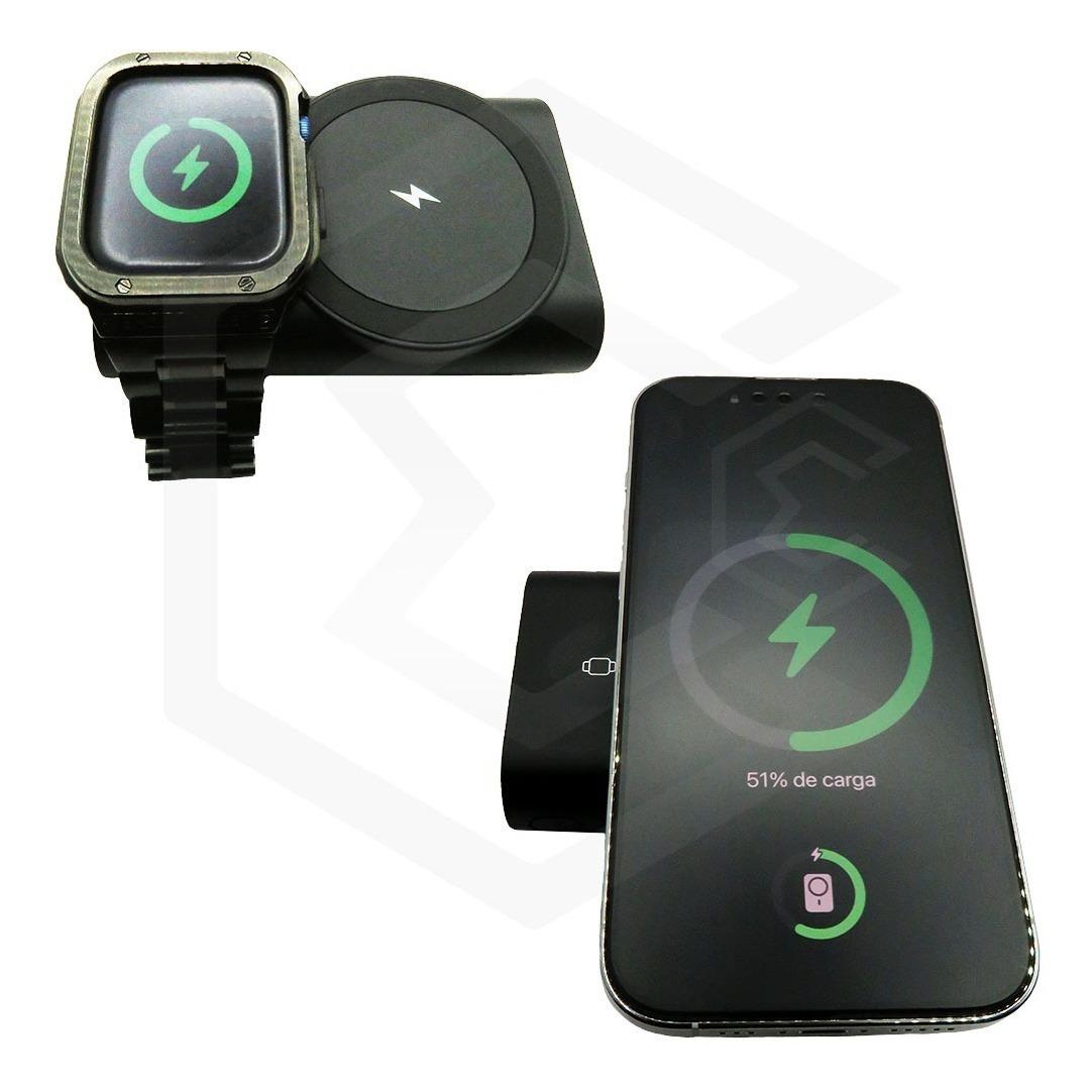 Pila Magsafe Para iPhone Y Apple Whatch 3 En 1 5200mah