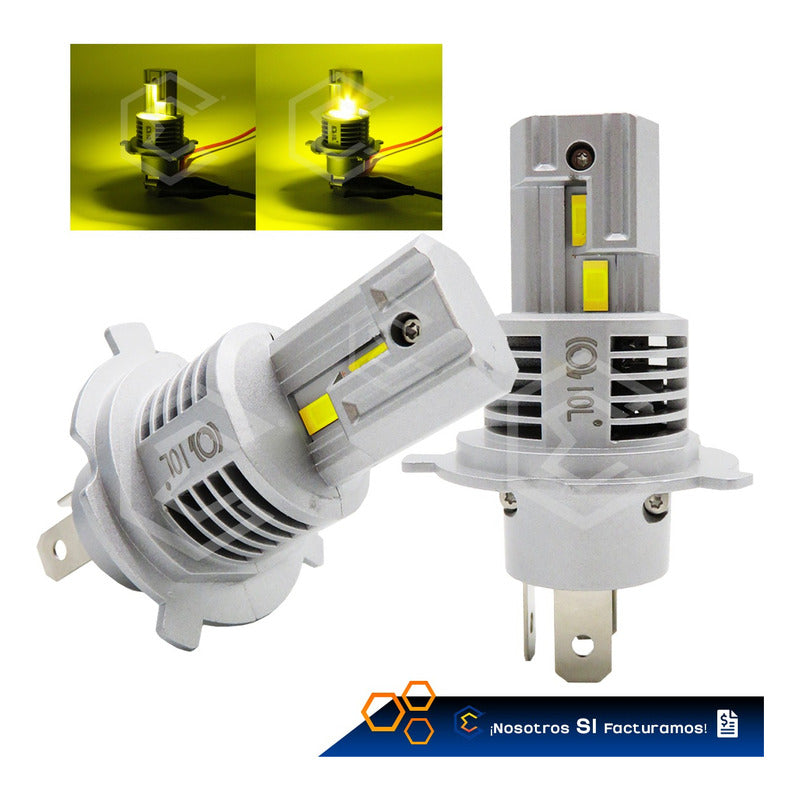 Kit Focos 24 Led Csp Ambar H4 Ventilador Alta Y Baja 4,200lm H4 Ambar