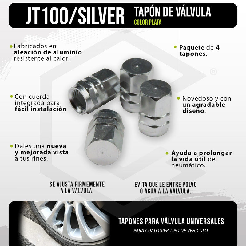 Kit 4 Tapon Cubre Pivote Válvula Metálico Hexagono Auto Moto