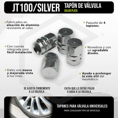 Kit 4 Tapon Cubre Pivote Válvula Metálico Hexagono Auto Moto