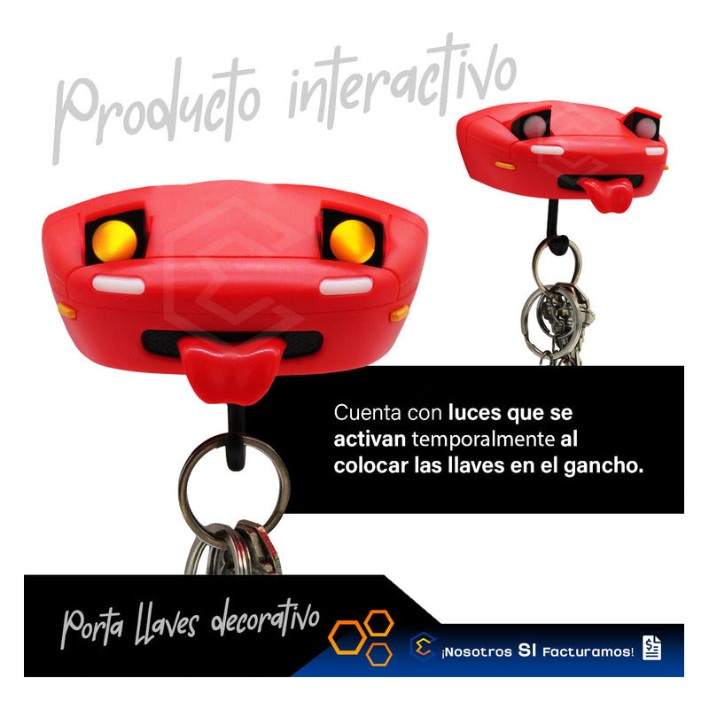 Porta Llaves Carro Interactivo Luz Led Organizador Soporte Rojo