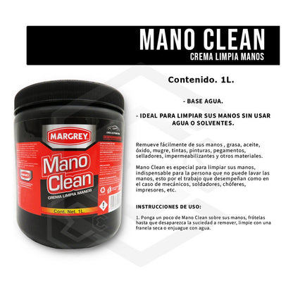 2 Mano Clean 1l Crema Quta Grasa Limpiadora De Manos Margrey