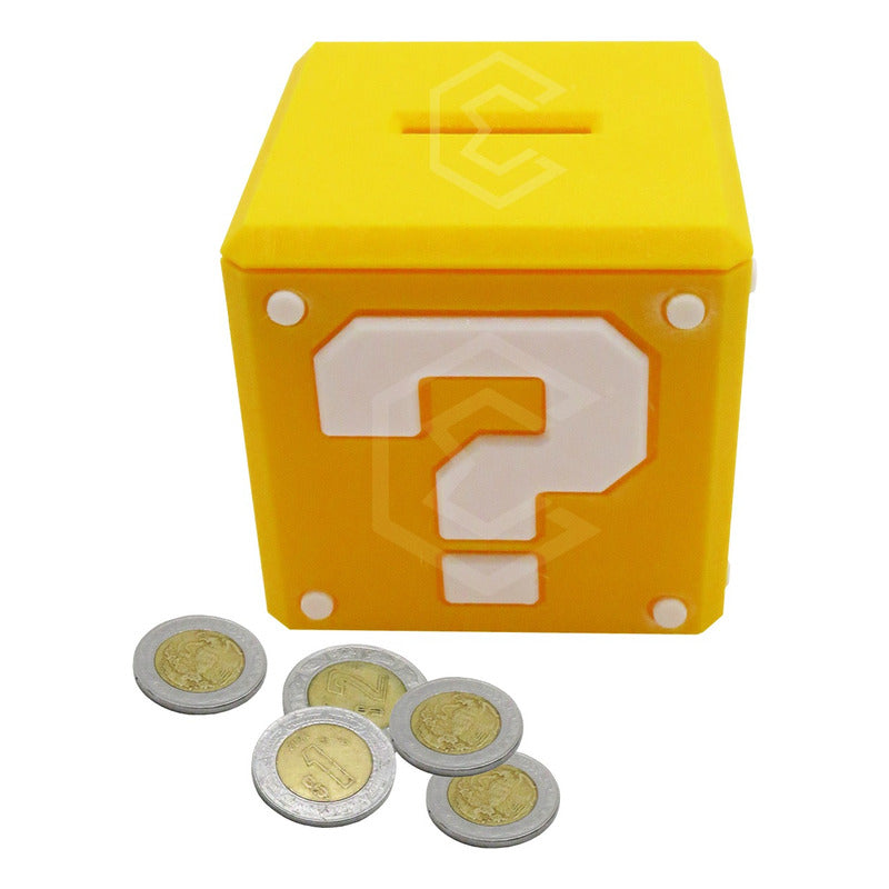 Alcancía Caja Cubo Mario Bross Imán 3d Question Block 7.5cm