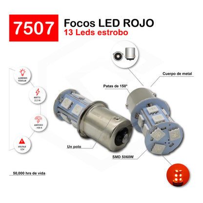 Par Focos 13 Leds 7507 Cuarto Direccional Pata V Estrobo 12v