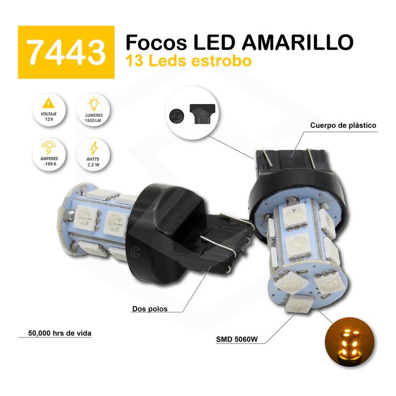 2 Focos 1157 1156 1176 3157 7440 7443 13 Leds  Estrobo 12v