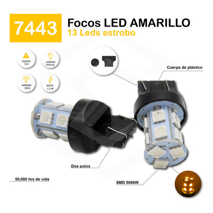 2 Focos 1157 1156 1176 3157 7440 7443 13 Leds  Estrobo 12v
