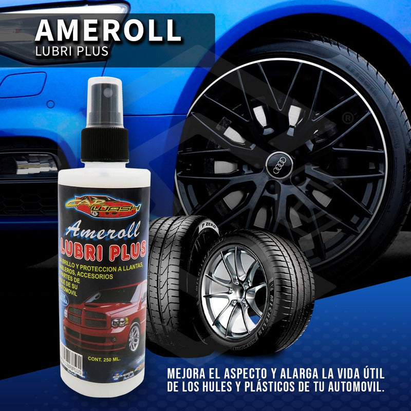 2 Ameroll Abrillantador Protección Llanta Tablero Hule 250ml Blanco