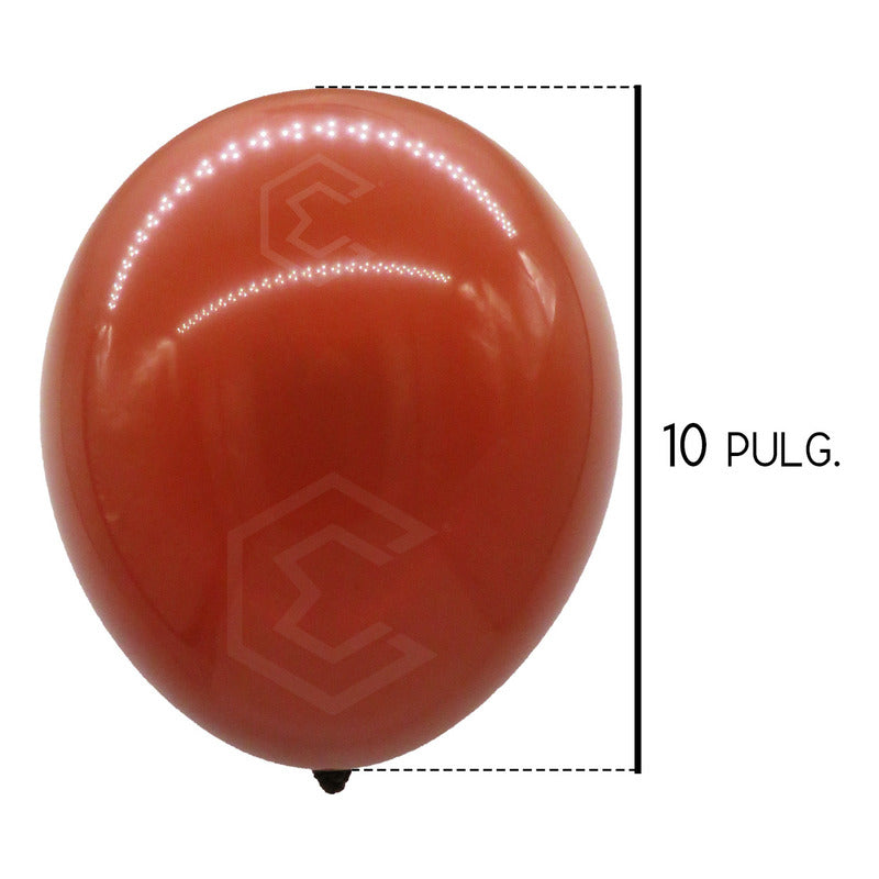 Bolsa 100 Globos Cafe Oscuro Brillos #10 Fiestas Bodas Latex Rojizo