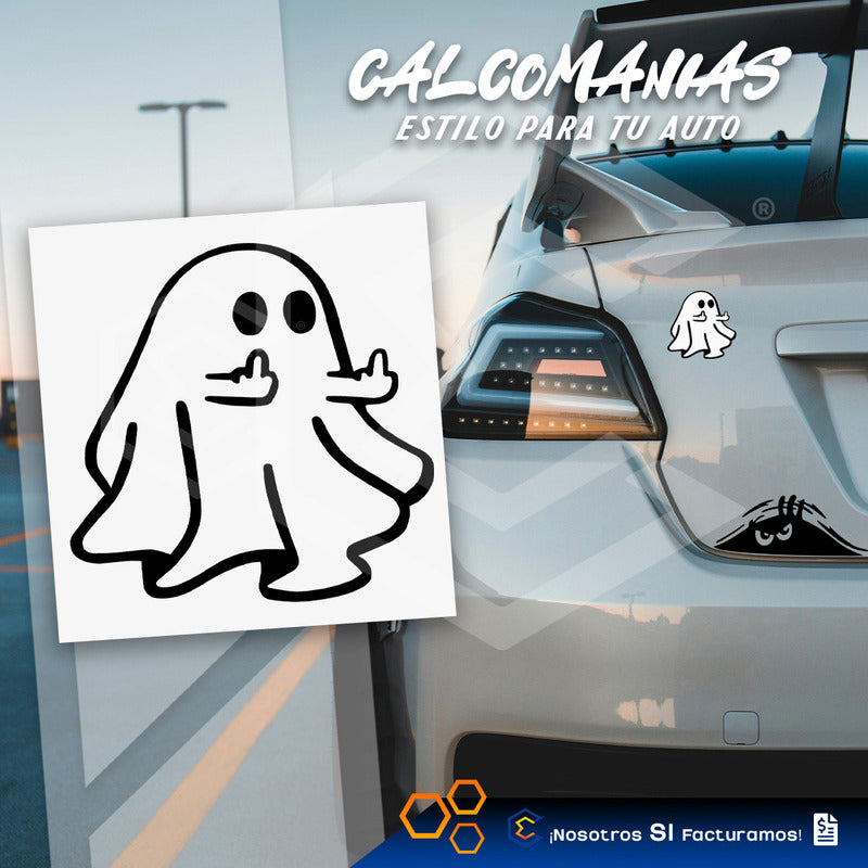 2 Calcomanía Fantasma Grosero Sticker Vinil Auto Moto 10cm