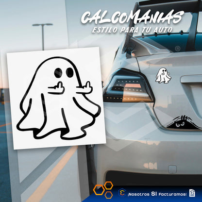 2 Calcomanía Fantasma Grosero Sticker Vinil Auto Moto 10cm