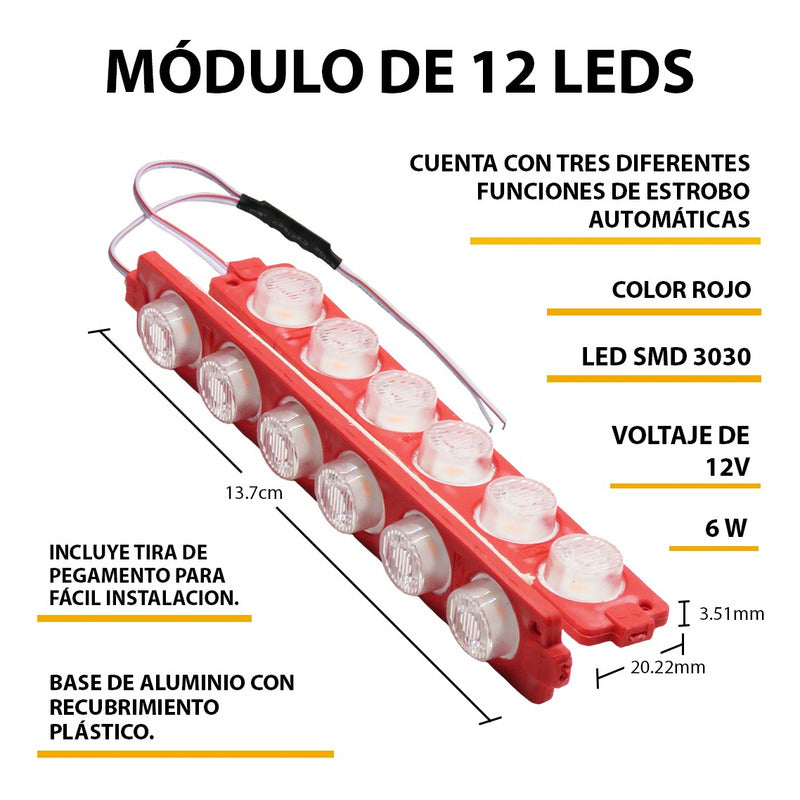 10 Módulos 12 Leds Código 3 Funciones Grúa Torrera 6w T