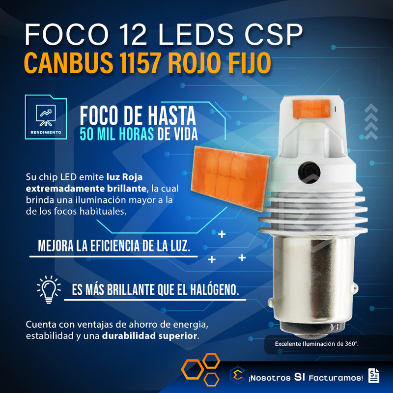 Par De Focos 1157 12 Leds Csp Canbus Fijo 10-60v 11w 1100lm